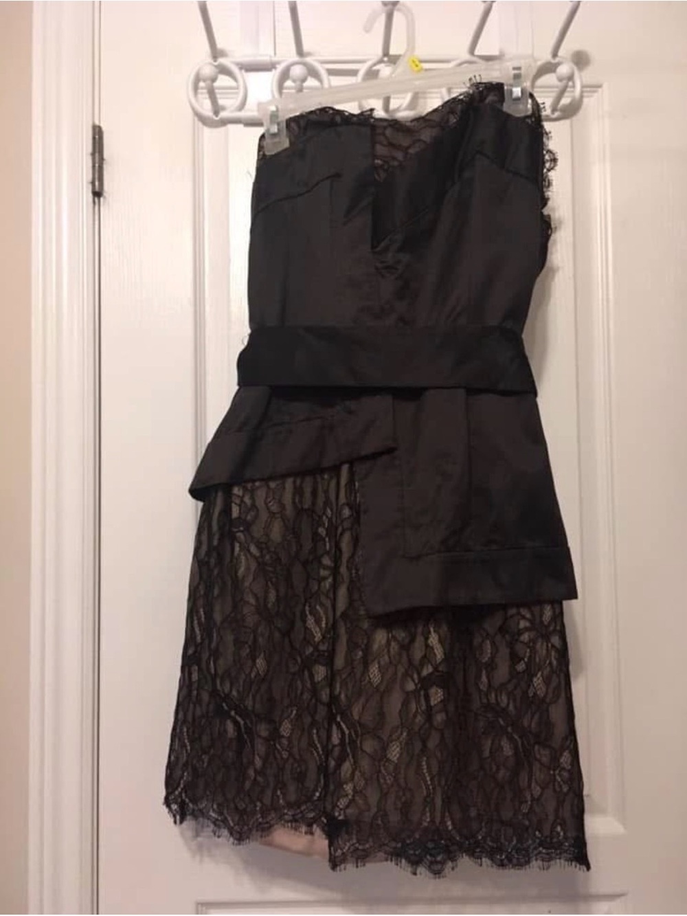 BCBG Strapless Black Lace Overlay Cocktail Dress